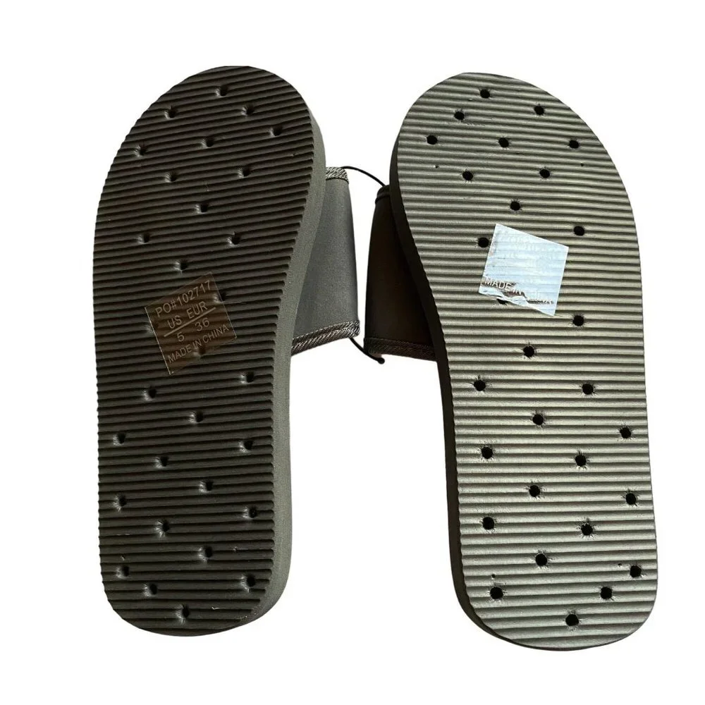 NWT‎ Norty Footwear Big Kid Size 5 Gray Adjustable Shower Shoes Sandals Slides